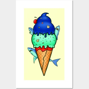 Ice Scream SHARK ATTACK! Posters and Art